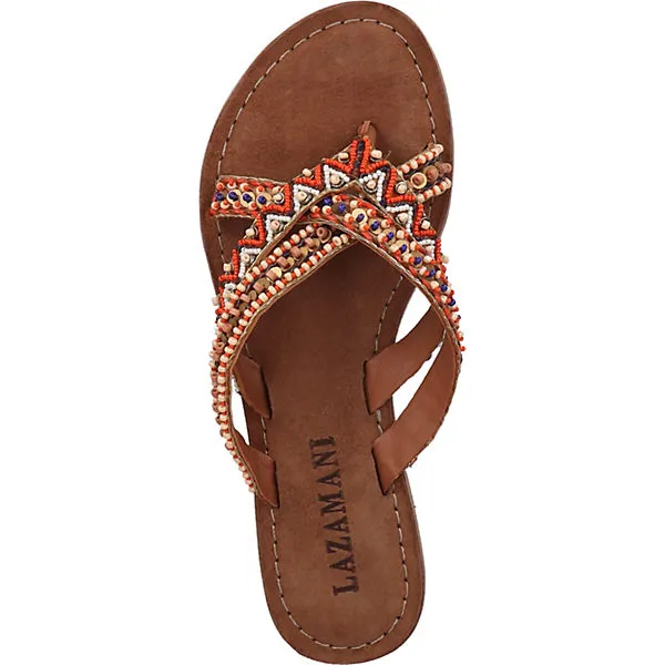 Lazamani Zehensteg T-Steg-Sandalen - Beige – Bild 6