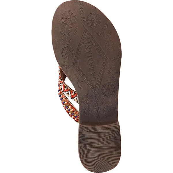 Lazamani Zehensteg T-Steg-Sandalen - Beige – Bild 7