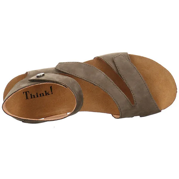 Think! Sandalen Sandaletten Dumia Sandale Fußbett Bequem Freizeit Glattleder Uni Riemchensandalen - Taupe – Bild 6