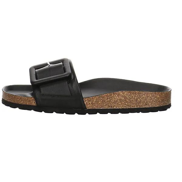 Verbenas Damen Riemchensandalen Reiko Pantolette Fußbett Bequem Freizeit Glattleder Uni Riemchensandalen – Bild 2