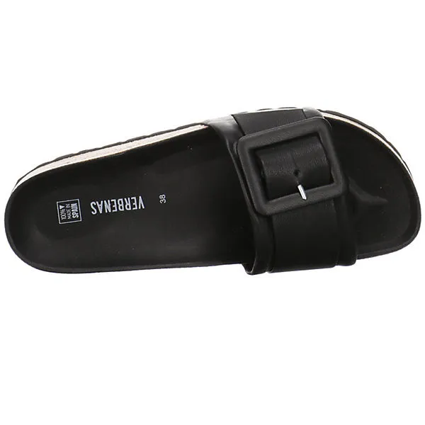 Verbenas Damen Riemchensandalen Reiko Pantolette Fußbett Bequem Freizeit Glattleder Uni Riemchensandalen – Bild 6