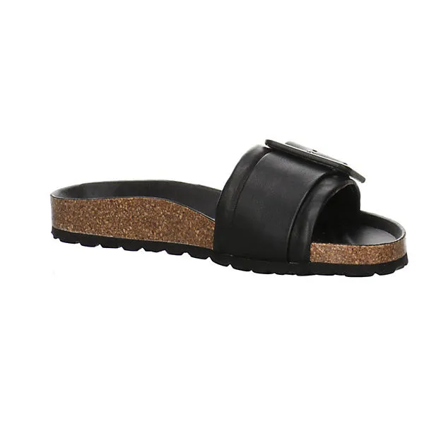 Verbenas Damen Riemchensandalen Reiko Pantolette Fußbett Bequem Freizeit Glattleder Uni Riemchensandalen – Bild 7