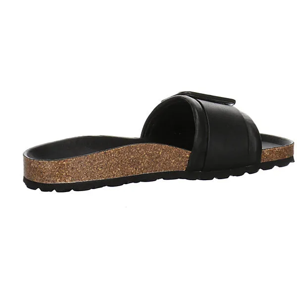 Verbenas Damen Riemchensandalen Reiko Pantolette Fußbett Bequem Freizeit Glattleder Uni Riemchensandalen – Bild 8