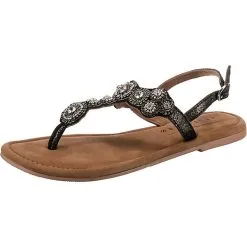 Paul Vesterbro Echtleder High Fashion T-Steg-Sandalen - Schwarz