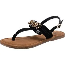Paul Vesterbro Echtleder High Fashion T-Steg-Sandalen - Schwarz