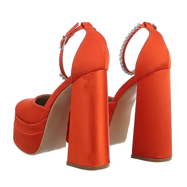 Ital-Design Plateaupumps Schnalle, Blockabsatz, Strass – Bild 3