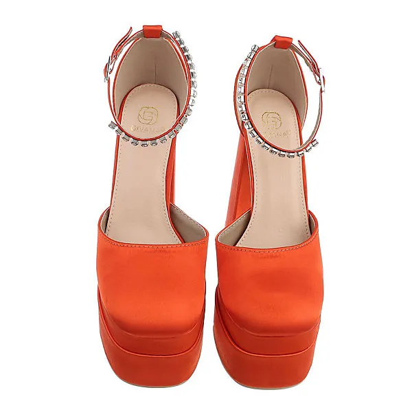 Ital-Design Plateaupumps Schnalle, Blockabsatz, Strass – Bild 4