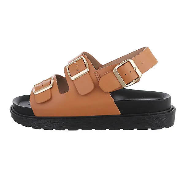 Ital-Design Riemchensandalen Schnalle, Flach, Riemen