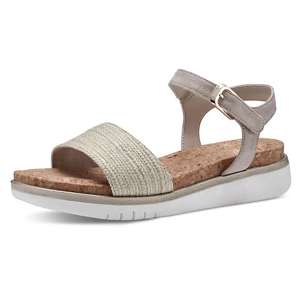 Tamaris Damen Sandalen 1-28718-20 Beige 402 Beige Comb Textil Mit TOUCH-IT Klassische Sandalen - Beige