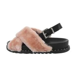 Ital-Design Riemchensandalen Schnalle, Flach, Dekofell