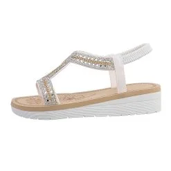 Ital-Design Riemchensandalen , Keilabsatz/Wedge, Riemen, Strass