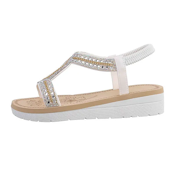 Ital-Design Riemchensandalen , Keilabsatz/Wedge, Riemen, Strass