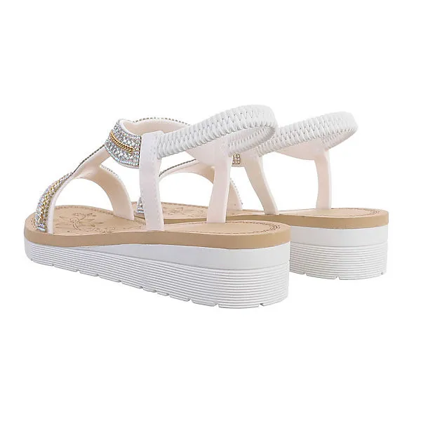 Ital-Design Riemchensandalen , Keilabsatz/Wedge, Riemen, Strass – Bild 3