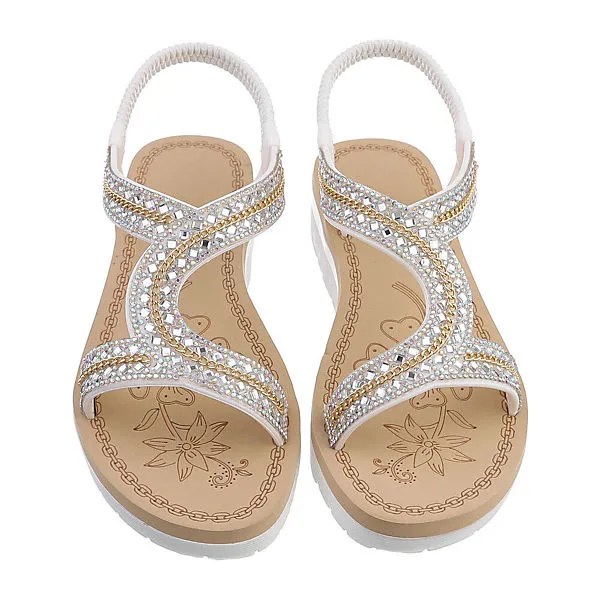 Ital-Design Riemchensandalen , Keilabsatz/Wedge, Riemen, Strass – Bild 4