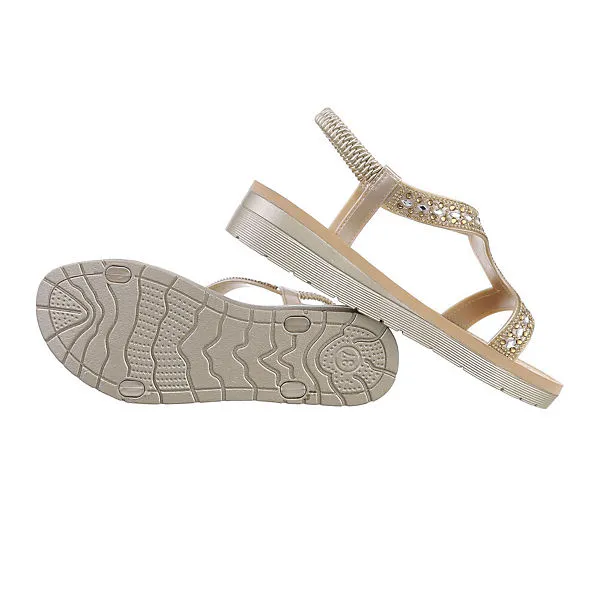 Ital-Design Riemchensandalen , Keilabsatz/Wedge, Metallisch, Strass – Bild 2