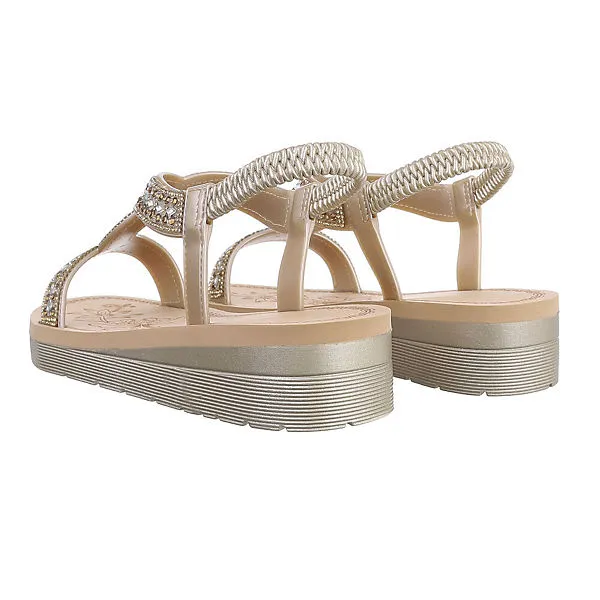 Ital-Design Riemchensandalen , Keilabsatz/Wedge, Metallisch, Strass – Bild 3