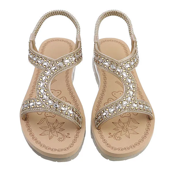 Ital-Design Riemchensandalen , Keilabsatz/Wedge, Metallisch, Strass – Bild 4